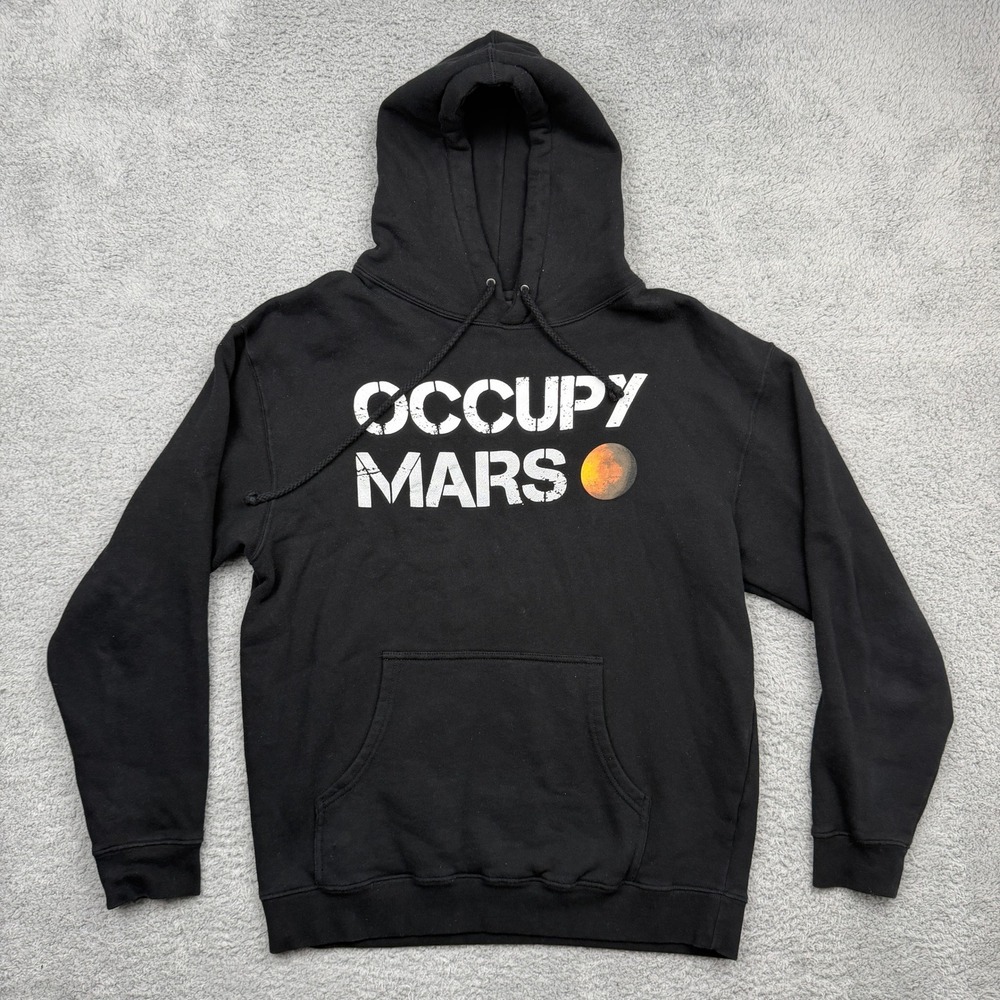 SpaceX Occupy Mars Hoodie Mens L Black Graphic Pullover SpaceX Tesla Elon Musk